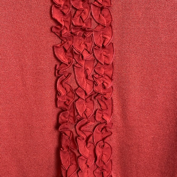 DNKY City M orange ruffled scoop neck knit top - Picture 4 of 5